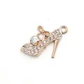 Sparkling crystal high heel shoe charm with colorful rhinestone and gold alloy plating - High Heels Rhinestone Style