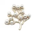 Golden branch shoe charm with white pearls and crystal I-buckle for hole shoes - Pearl Branch Style (No. 9)