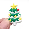 3D PVC Christmas tree shoe charm featuring multi-color layers and yellow star topper - Snowy Christmas Tree