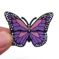 Detailed macro view of a colorful PVC butterfly shoe charm for clogs with purple wings - Purple Butterfly Style (4)