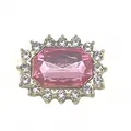 Pink rectangular crystal shoe charm with sparkling rhinestone border and gold base - Pink Gemstone Style (No. 8)