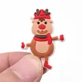 Cartoon reindeer PVC shoe charm with red Christmas hat and scarf for clogs decoration - Cartoon Reindeer Style