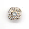 Golden square shoe charms with round crystal center and rhinestones for clog decoration - Vintage Square Rhinestone Style