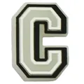 Glow-in-the-dark letter C PVC charm for clogs, grey and black layered college style design - Letter C