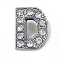 Sparkling crystal letter D charm for clogs with silver alloy finish and round rhinestones - Letter D
