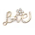 Golden Love shoe charm with sparkling white crystals and a round faux pearl accent - Artistic Love Letter Style