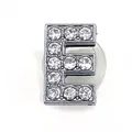 Letter E shoe charm with silver alloy base and sparkly clear crystal rhinestones - Letter E