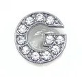 Sparkling crystal letter G shoe charm decoration with silver metal and white rhinestones - Letter G