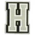 Leuchtender H-Buchstabe für Clogs, schwarz-weißes PVC-Accessoire im College-Stil-Design - Buchstabe H