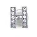 Silver H letter shoe charm for clogs featuring sparkling pave crystal rhinestones - Letter H