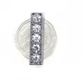 Vertical silver rectangle charm with five sparkling round zircons for clog shoes - Letter I