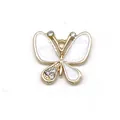 Detail of butterfly shoe charm with white enamel, gold frame and sparkling rhinestones - White Enamel Butterfly Style