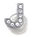 Silver letter J shoe charm with sparkling rhinestones for clog decoration and accessories - Letter J