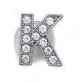 Sparkling crystal letter K shoe charm buckle with silver metal base and rhinestones - Letter K