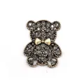 Sparkling teddy bear charm with smoky grey rhinestones and gold bow for clogs - Smoke Gray Rhinestone Bear Style