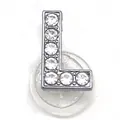 Silver letter L shoe charm featuring sparkling crystals for clogs and sandals - Letter L