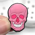 Rosa Cartoon-Totenkopf-Schuhanhänger aus PVC für Clogs-Dekoration und Zubehör - Rosa Totenkopf