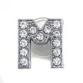 Letter M crystal shoe charm with silver plating and embedded sparkling rhinestones - Letter M