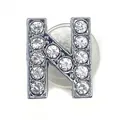 Letter N shoe charm in silver metal with sparkling rhinestones for clogs and accessories - Letter N