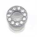 Silver round crystal charm with eleven sparkling rhinestones for clog shoe decoration - Letter O