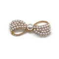 Bowknot shoe charm with gold metal base and white pearls for personalized clogs - Pearl Bowknot Style