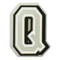 Leuchtender Buchstabe Q im Varsity-Stil PVC-Schuhschmuck für Clogs im schwarz-weißen Design - Buchstabe Q