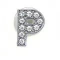 Sparkling crystal letter P charm with silver metal base and clear rhinestones for shoes - Letter P