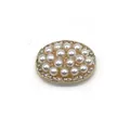 DIY Croc charm with gold base, white pearls and sparkling rhinestone ring decoration - Pearl Rhinestone Oval Style