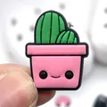 Breloque en PVC pour sabots motif pot de fleurs rose et cactus vert mignon - Cactus en Pot