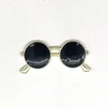 Golden sunglasses shoe charm for clogs with black enamel finish and metal frame - Black Round Sunglasses Style
