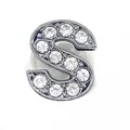 Sparkling crystal letter S charm accessory for clogs with silver rhinestones - Letter S