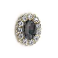 Elegant oval gray crystal shoe charm with rhinestone accents and golden metal base - Dark Gray Gemstone Oval Style