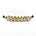 Golden rhinestone chain charm for clogs with black fastener buckle decoration - Rectangular Link Rhinestone Chain