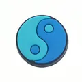 Detailweergave van de blauwe Yin Yang PVC schoenbedel voor tuinklompen en accessoires - Blauwe Tint Yin Yang Tai Chi (17)