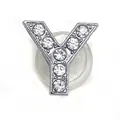 Silver letter Y shoe charm with sparkling crystals for clogs and DIY accessories - Letter Y