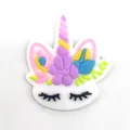Cute PVC unicorn charm for garden clogs featuring purple flowers and colorful horn - Sleeping Unicorn with Wreath (1)