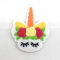 Cute PVC unicorn shoe charm featuring colorful flowers and orange horn for DIY clogs - Red Yellow Floral Unicorn Face (4)