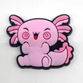 Charmant bijou de chaussure Axolotl rose en PVC pour sabots avec design de salamandre - Style Appui Sur La Joue