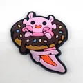 Charm de chaussure Axolotl donut en PVC rose pour sabots, design animalier mignon - Style Combinaison Donut