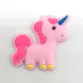 Pink cartoon unicorn shoe charm made of soft PVC for garden clogs and sandals - Pink Unicorn with Dark Blue Horn (9)
