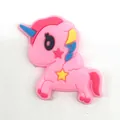 Pink PVC unicorn shoe charm for garden clogs with colorful mane and star details - Pink Star Studded Unicorn (10)