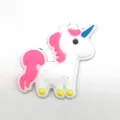 Cute colorful unicorn PVC shoe charm for clogs featuring pink mane and blue horn details - White Unicorn with Pink Mane (13)