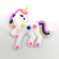 Cute white unicorn PVC shoe charm with colorful mane and stars for garden clogs - White Side Star Unicorn (14)