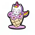 Detailed view of cute 3D unicorn ice cream PVC shoe charm for clogs and sandals - Unicorn Ice Cream Style (6)