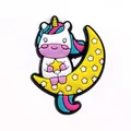 Cute cartoon unicorn on yellow moon shoe charm accessory for clogs and garden sandals - Unicorn On Moon Style (1)