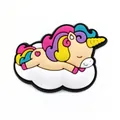 Colorful cartoon unicorn PVC shoe charm sleeping on a white cloud for clog sandals - Sleeping On Cloud Unicorn Style (3)