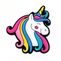 Cute white unicorn PVC shoe charm with colorful mane for clogs and garden sandals decoration - Cute Closed Eyes Unicorn Head Style (4)