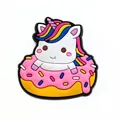 Cute PVC unicorn and donut shoe charm for clog sandals featuring colorful cartoon design - Unicorn Donut Style (10)
