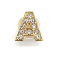 Golden alloy letter A shoe charm with sparkling white rhinestones for clog decoration - Letter A