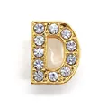 Golden alloy letter D charm for shoes with sparkling white crystals and polished finish - Letter D